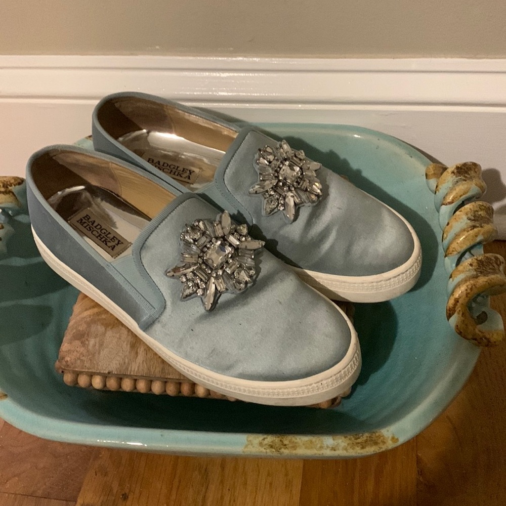 Badgley Mischka Light Blue Embellished Flats